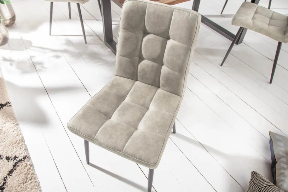 Riess-Ambiente Retro Möbel|Industrial Loft > Retro Design Stuhl MODENA stone grau mit Ziersteppung