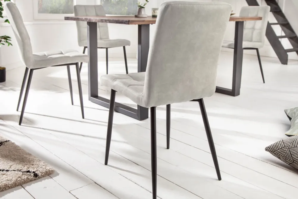 Riess-Ambiente Retro Möbel|Industrial Loft > Retro Design Stuhl MODENA stone grau mit Ziersteppung