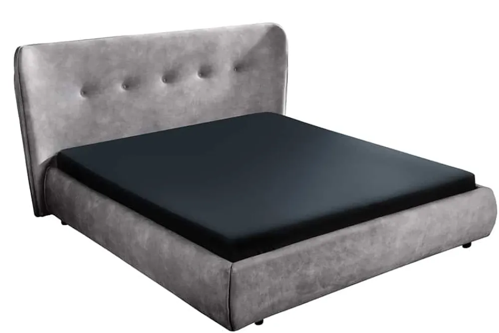 Riess-Ambiente Skandinavisch|Polsterbetten > Retro Doppelbett FLORENZ 180x200cm grau Samt Kingsize Polsterbett