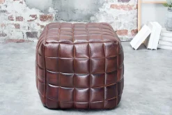 Riess-Ambiente Sitzhocker|Sitzpoufs > Retro Hocker RIDER 40cm braun Echtleder mit Ziersteppung