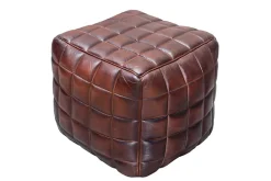 Riess-Ambiente Sitzhocker|Sitzpoufs > Retro Hocker RIDER 40cm braun Echtleder mit Ziersteppung