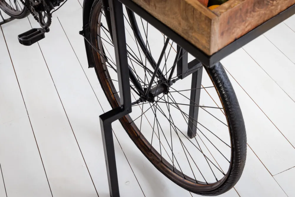 Riess-Ambiente Mehr...|Massivholztische > Retro Konsolentisch BICYCLE 195cm Mangoholz Fahrrad Bartisch Upcycling