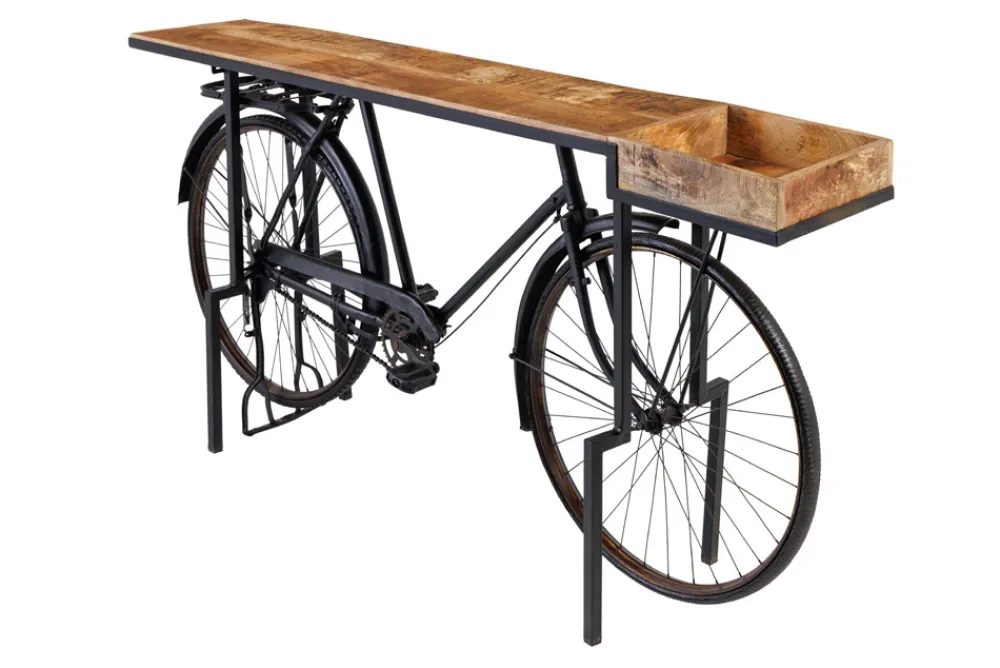 Riess-Ambiente Mehr...|Massivholztische > Retro Konsolentisch BICYCLE 195cm Mangoholz Fahrrad Bartisch Upcycling