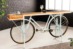 Riess-Ambiente Mehr...|Massivholztische > Retro Konsolentisch BICYCLE 190cm salbei natur Mangoholz Fahrrad Bartisch Upcycling