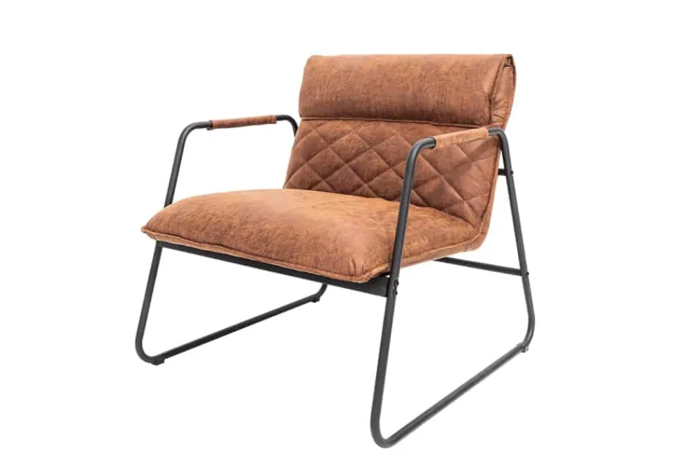 Riess-Ambiente Loungesessel|Retro Möbel > Retro Lounge Sessel MUSTANG LOUNGER antik hellbraun mit Ziersteppung