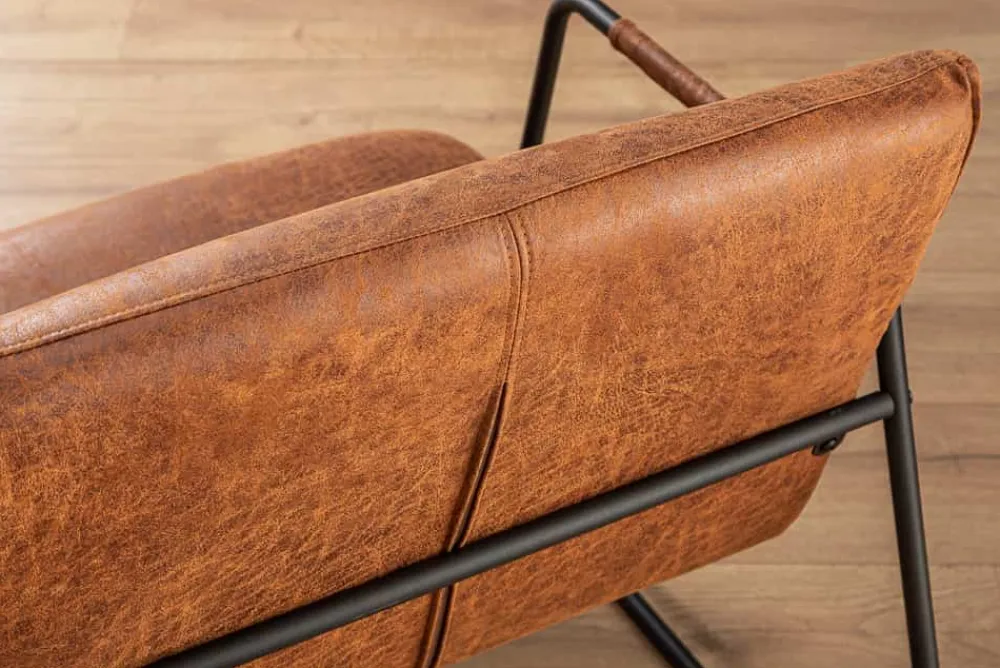 Riess-Ambiente Loungesessel|Retro Möbel > Retro Lounge Sessel MUSTANG LOUNGER antik hellbraun mit Ziersteppung