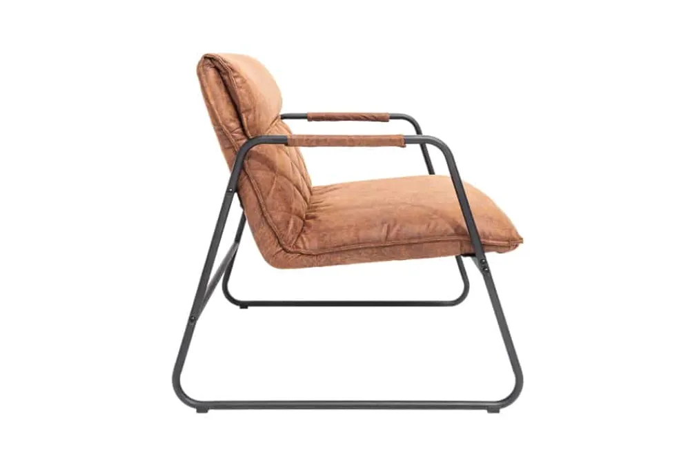 Riess-Ambiente Loungesessel|Retro Möbel > Retro Lounge Sessel MUSTANG LOUNGER antik hellbraun mit Ziersteppung
