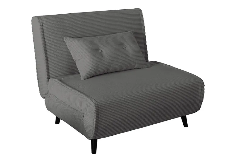 Riess-Ambiente Sessel|Retro Möbel > Retro Schlafsessel SMART MULTIFUNCTION 100cm grau Cord Bettfunktion inkl. Kissen