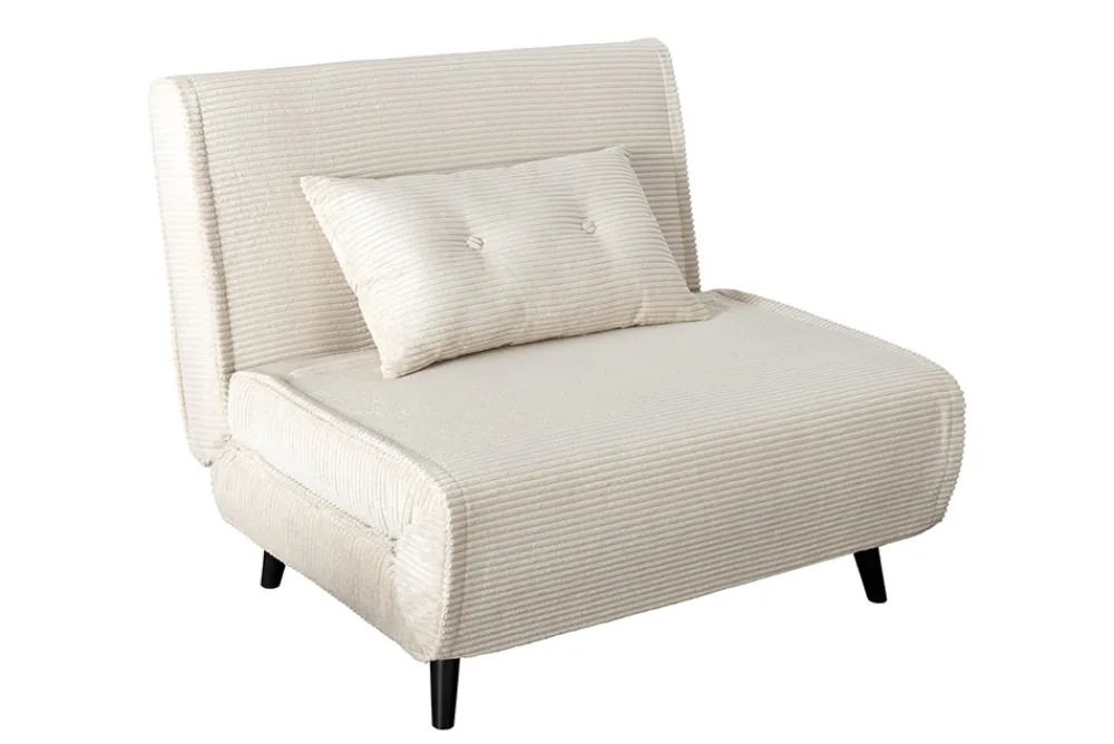 Riess-Ambiente Sessel|Retro Möbel > Retro Schlafsessel SMART MULTIFUNCTION 100cm beige Cord Bettfunktion inkl. Kissen