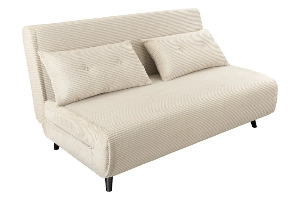 Riess-Ambiente Sessel|Retro Möbel > Retro Schlafsessel SMART MULTIFUNCTION 140cm beige Cord Bettfunktion inkl. Kissen