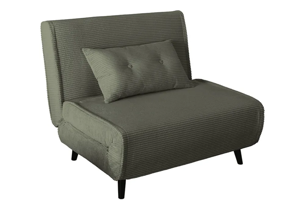 Riess-Ambiente Sessel|Retro Möbel > Retro Schlafsessel SMART MULTIFUNCTION 100cm grün Cord Bettfunktion inkl. Kissen