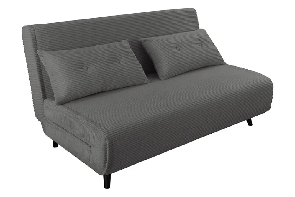 Riess-Ambiente Sessel|Retro Möbel > Retro Schlafsessel SMART MULTIFUNCTION 140cm grau Cord Bettfunktion inkl. Kissen