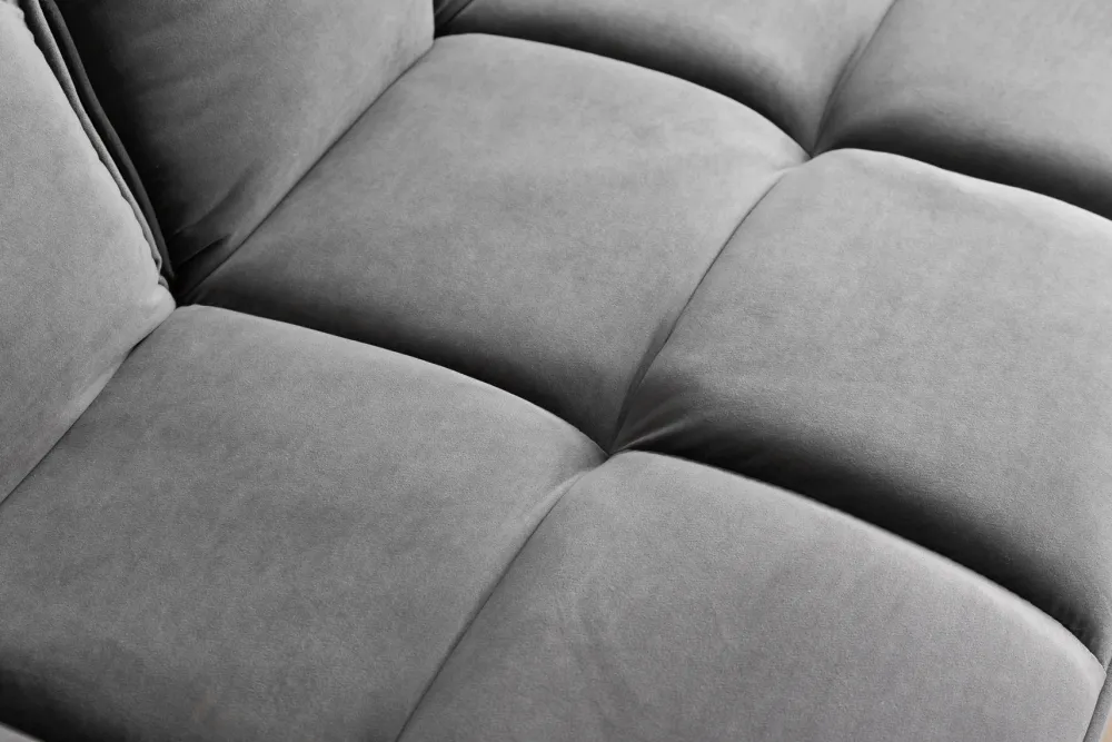 Riess-Ambiente Samt Möbel|Retro Möbel > Retro Schlafsofa BOUTIQUE 215cm grau Samt 3-Sitzer mit schwarzen Füßen
