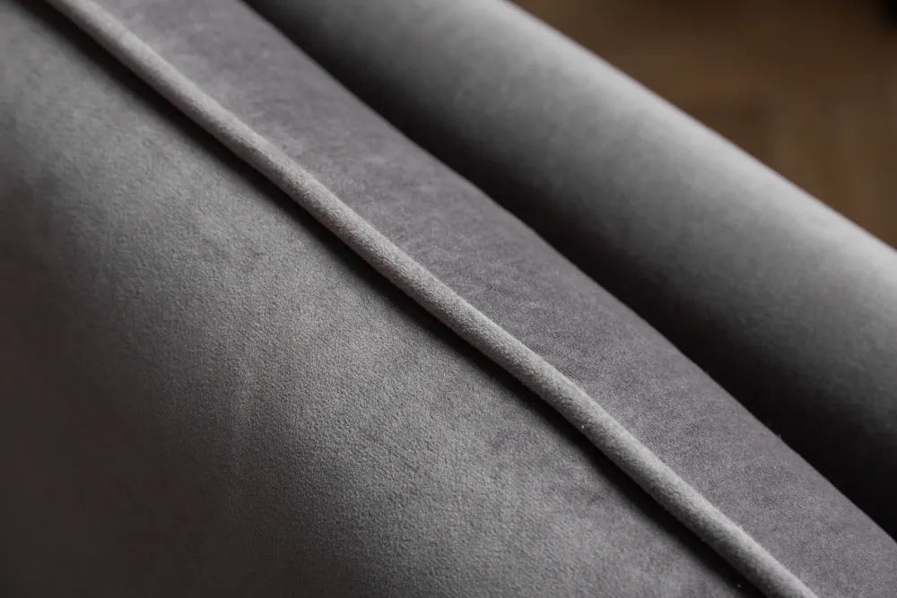 Riess-Ambiente Samt Möbel|Retro Möbel > Retro Schlafsofa BOUTIQUE 215cm grau Samt 3-Sitzer mit schwarzen Füßen