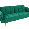 Riess-Ambiente Samt Möbel|Retro Möbel > Retro Schlafsofa BOUTIQUE 215cm smaragdgrün Samt 3-Sitzer mit goldenen Füßen