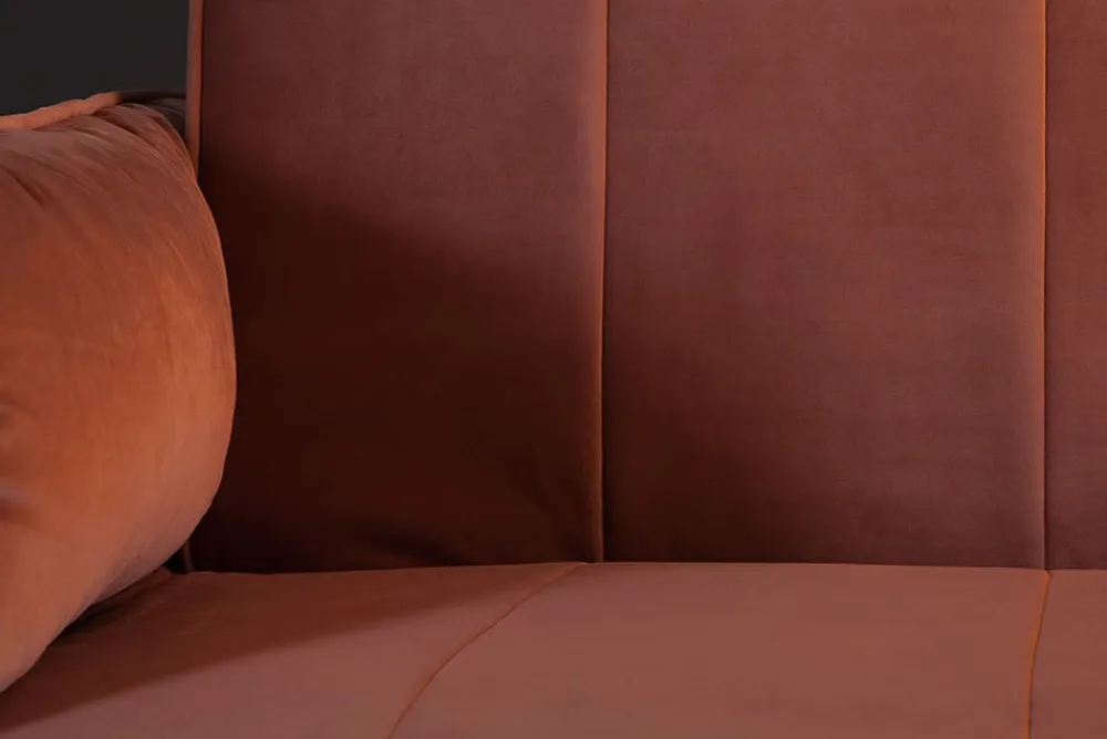 Riess-Ambiente Samt Möbel|Retro Möbel > Retro Schlafsofa DIVANI 220cm altrosa Samt goldene Metallfüße 3-Sitzer mit Bettfunktion