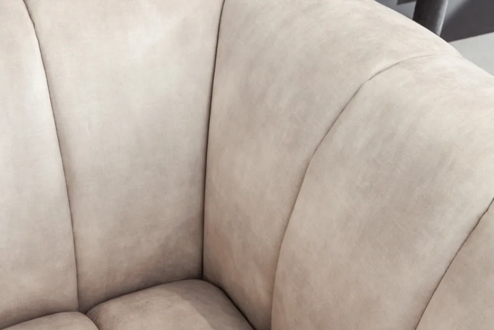 Riess-Ambiente Sessel|Retro Möbel > Retro Sessel NOBLESSE 105cm champagner beige Samt mit Ziersteppung