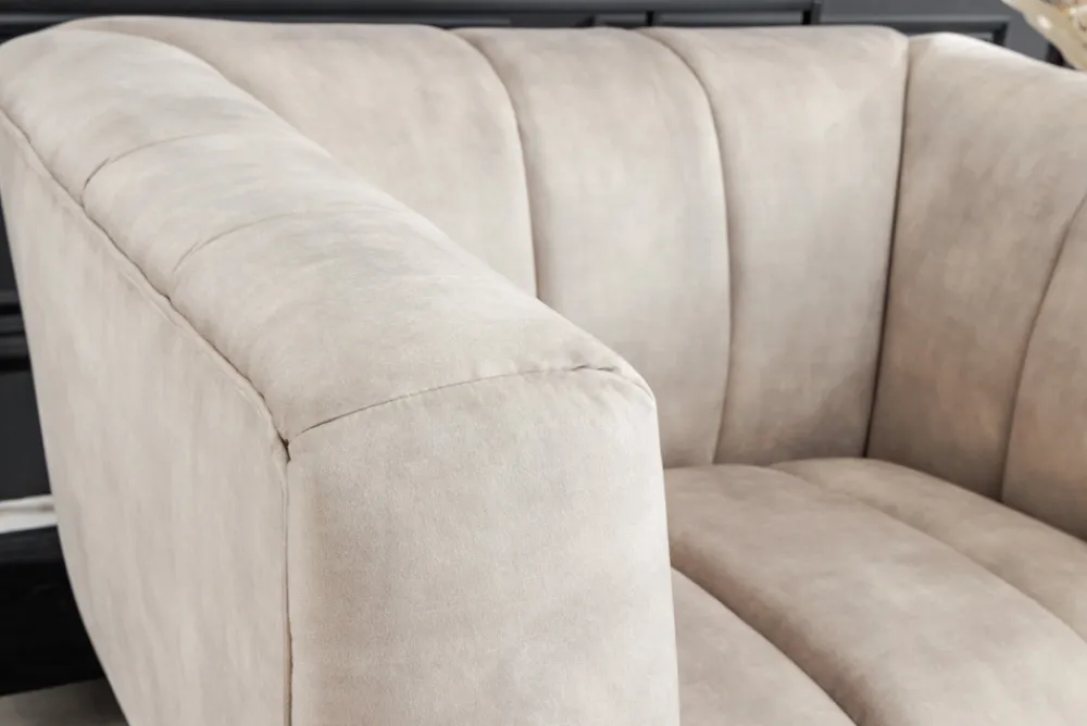 Riess-Ambiente Sessel|Retro Möbel > Retro Sessel NOBLESSE 105cm champagner beige Samt mit Ziersteppung