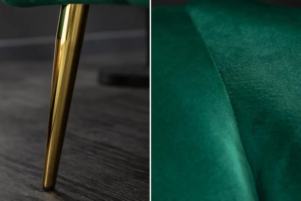 Riess-Ambiente Goldene Möbel|Sessel > Retro Sessel NOBLESSE 105cm smaragdgrün Samt mit Ziersteppung