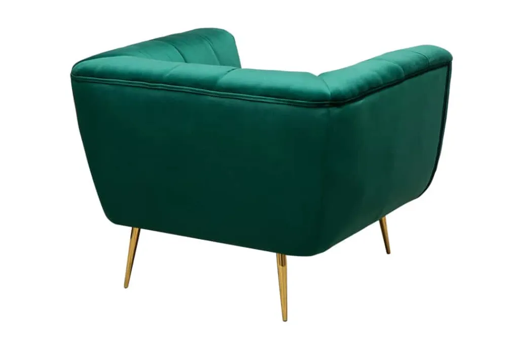 Riess-Ambiente Goldene Möbel|Sessel > Retro Sessel NOBLESSE 105cm smaragdgrün Samt mit Ziersteppung