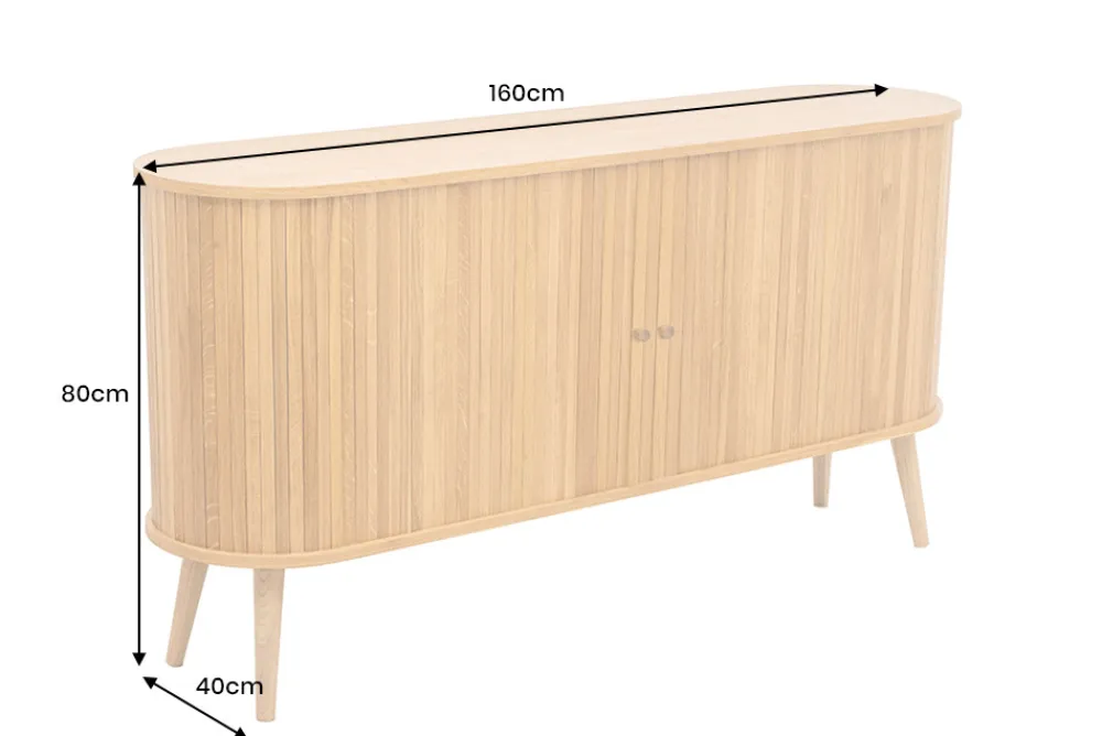 Riess-Ambiente Industrial Loft|Retro Möbel > Retro Sideboard VALHALLA WOOD 160cm natur Eichenholz Schiebetüren