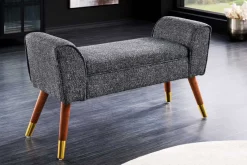 Riess-Ambiente Skandinavisch|Sitzbänke > Retro Sitzbank SCARLETT 90cm anthrazit Bouclé mit Armlehnen