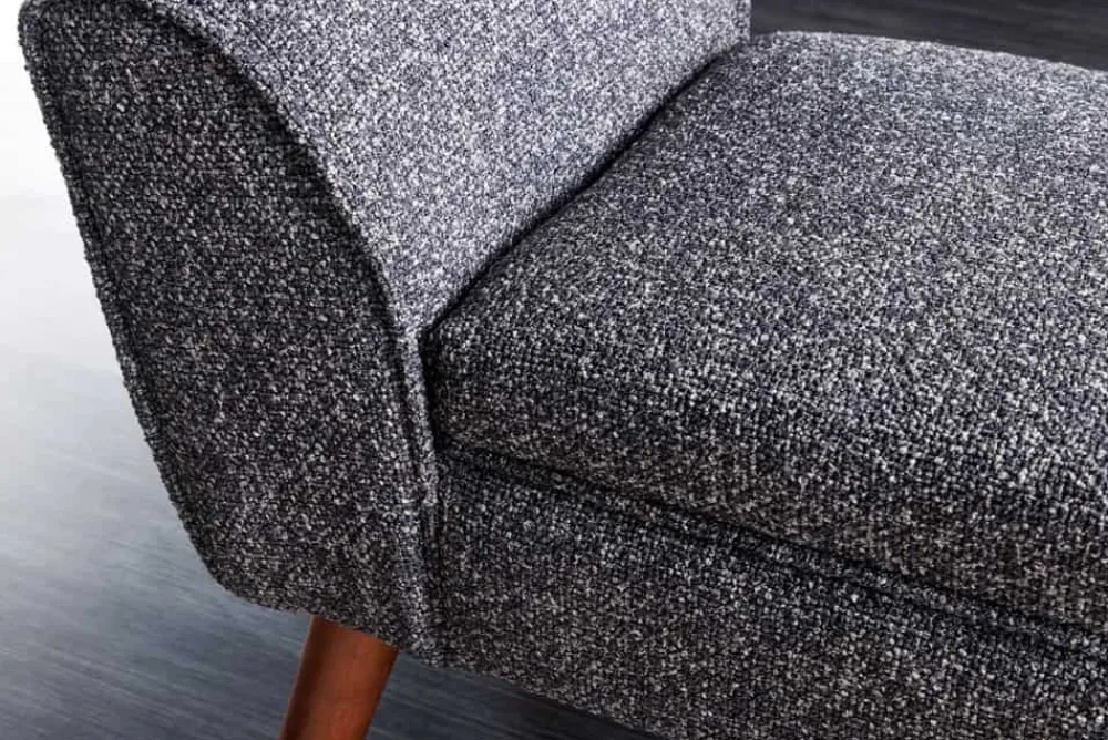 Riess-Ambiente Skandinavisch|Sitzbänke > Retro Sitzbank SCARLETT 90cm anthrazit Bouclé mit Armlehnen