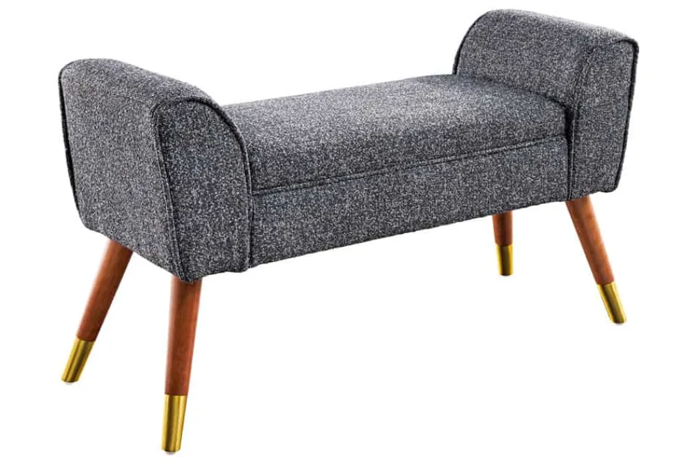Riess-Ambiente Skandinavisch|Sitzbänke > Retro Sitzbank SCARLETT 90cm anthrazit Bouclé mit Armlehnen