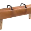 Riess-Ambiente Sitzbänke|Retro Möbel > Retro Sitzbank TURNBOCK 134cm mit Echtleder Bezug Mangoholz Bank