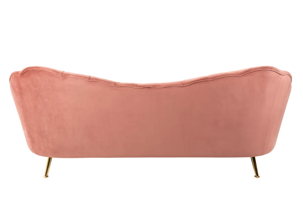 Riess-Ambiente Samt Möbel|Retro Möbel > Retro 3-Sitzer Sofa ARIELLE 220cm altrosa Samt goldene Metallfüße Ziersteppung
