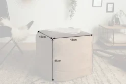 Riess-Ambiente Sitzpoufs|Retro Möbel > Retro Sitzpouf MUSTANG 45cm Lederbezug mit Leinen Sitzwürfel