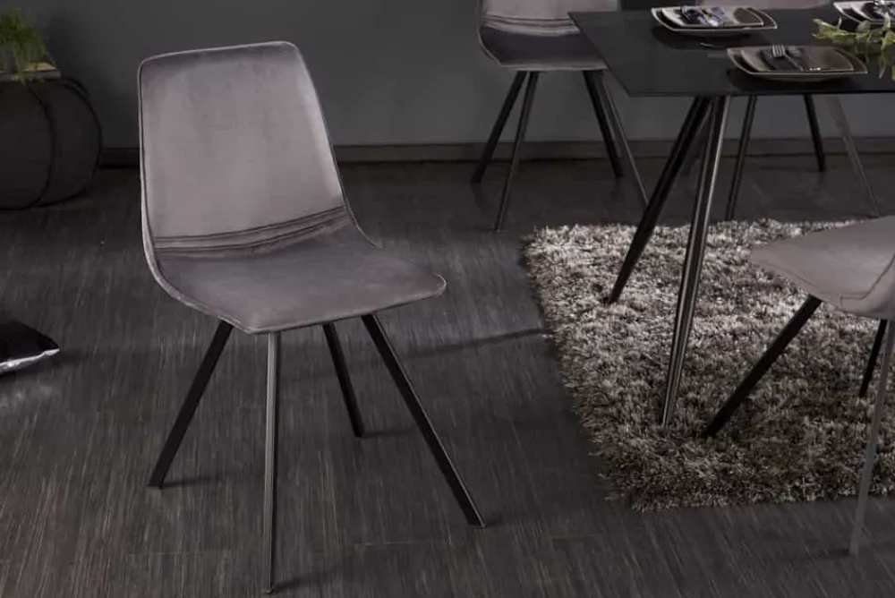 Riess-Ambiente Retro Möbel|Industrial Loft > Retro Stuhl AMSTERDAM CHAIR dunkelgrau Samt Designklassiker