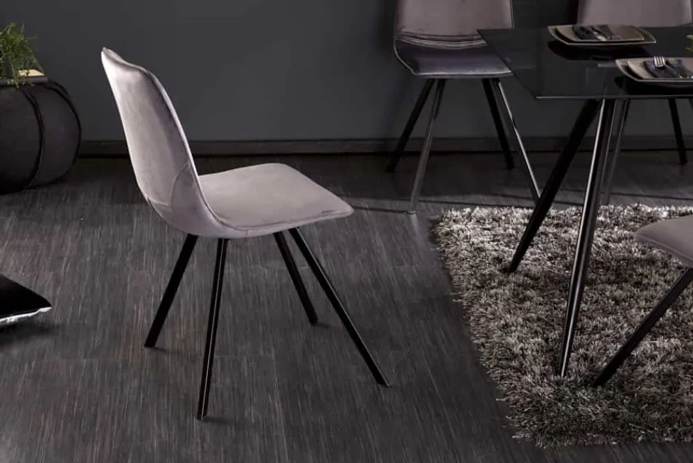 Riess-Ambiente Retro Möbel|Industrial Loft > Retro Stuhl AMSTERDAM CHAIR dunkelgrau Samt Designklassiker