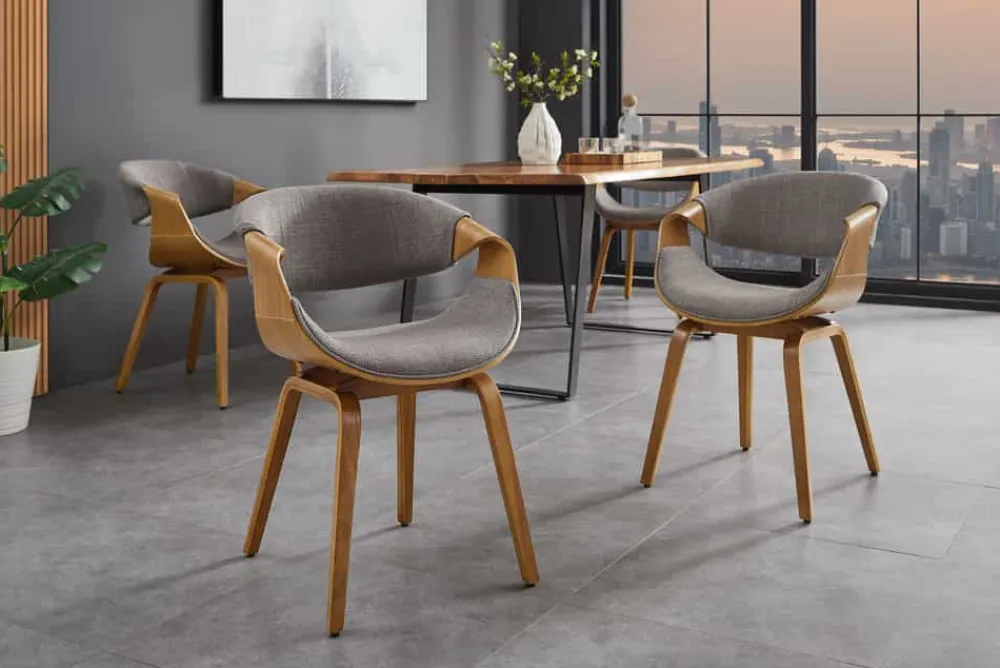 Riess-Ambiente Skandinavisch|Stühle > Retro Stuhl ORGANIC natur Eschenholz grau Strukturstoff