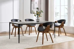 Riess-Ambiente Skandinavisch|Retro Möbel > Retro Stuhl ORGANIC schwarz Walnuss Kunstleder mit Armlehnen