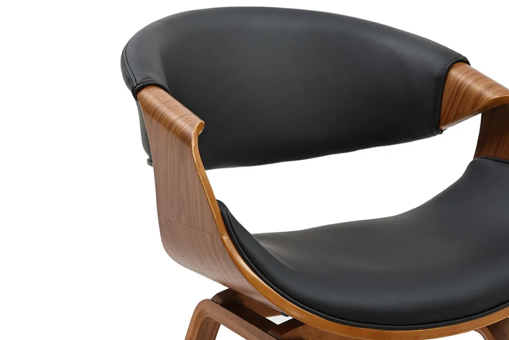 Riess-Ambiente Skandinavisch|Retro Möbel > Retro Stuhl ORGANIC schwarz Walnuss Kunstleder mit Armlehnen
