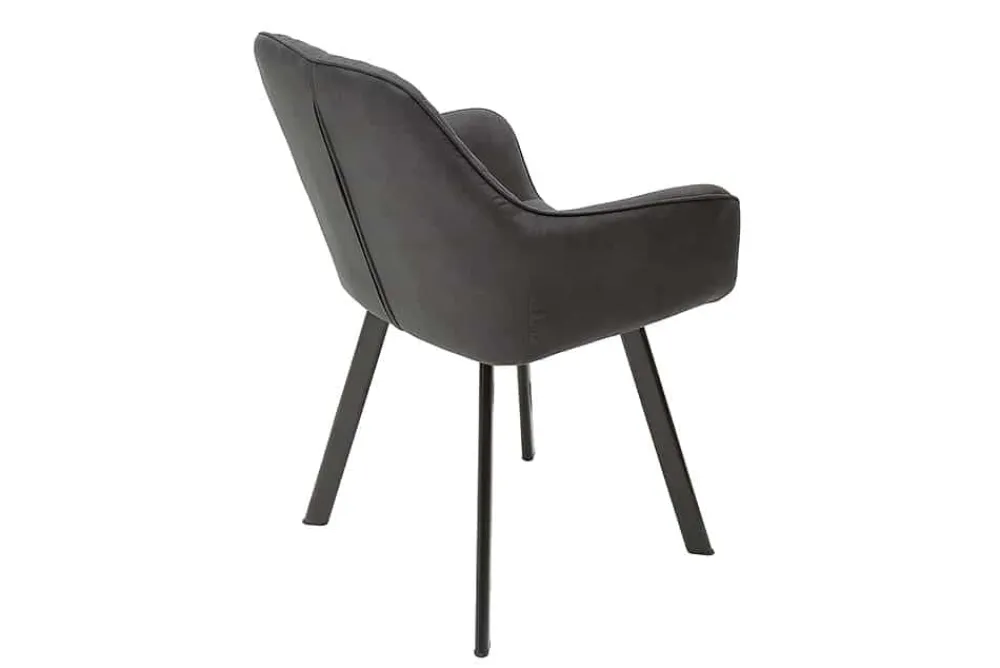 Riess-Ambiente Retro Möbel|Stühle > Retro Stuhl PALERMO anthrazit mit Armlehne und Ziersteppung