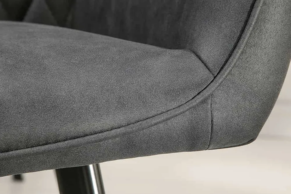 Riess-Ambiente Retro Möbel|Stühle > Retro Stuhl PALERMO anthrazit mit Armlehne und Ziersteppung
