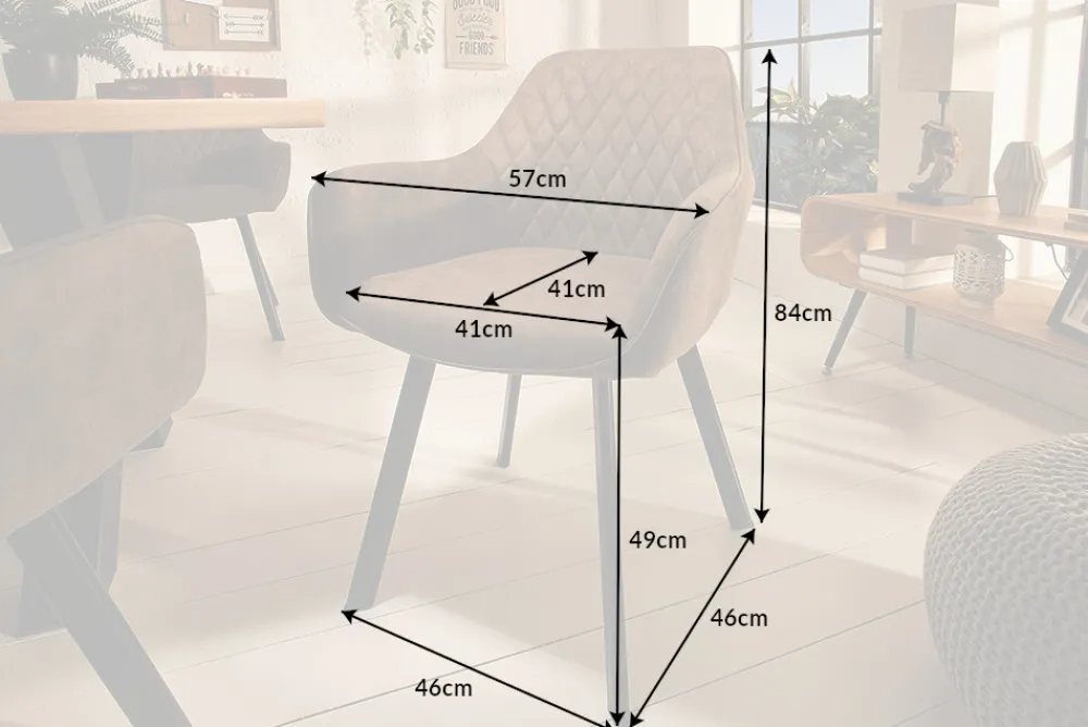 Riess-Ambiente Retro Möbel|Stühle > Retro Stuhl PALERMO taupe mit Armlehne und Ziersteppung