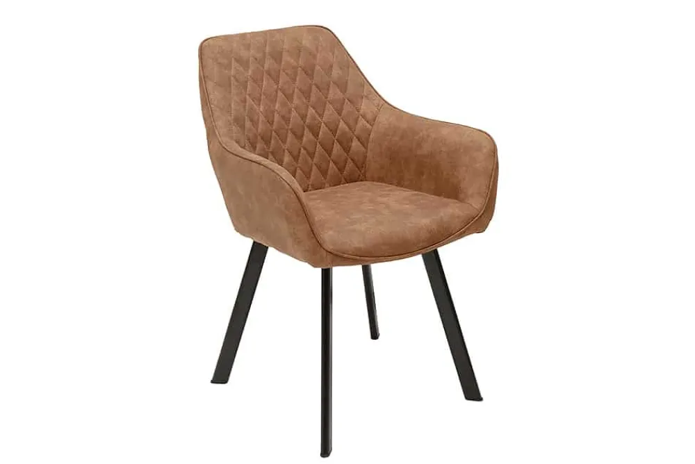 Riess-Ambiente Retro Möbel|Stühle > Retro Stuhl PALERMO vintage hellbraun mit Armlehne und Ziersteppung