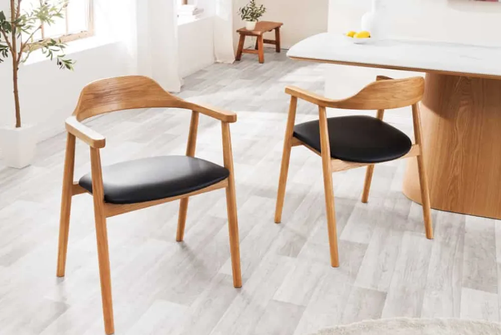 Riess-Ambiente Retro Möbel|Stühle > Retro Stuhl VALHALLA WOOD matt-braun Eiche Massivholz mit Armlehne