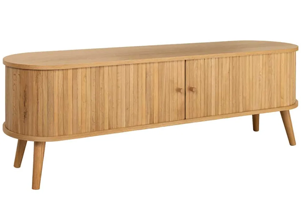 Riess-Ambiente Industrial Loft|Retro Möbel > Retro TV-Board VALHALLA WOOD 160cm natur Eichenholz Schiebetüren Lowboard