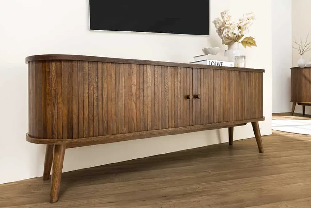 Riess-Ambiente Industrial Loft|Retro Möbel > Retro TV-Board VALHALLA WOOD 160cm smoked Eichenholz Schiebetüren Lowboard