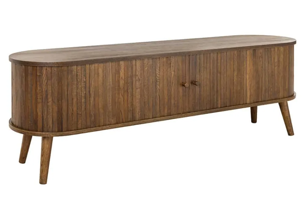 Riess-Ambiente Industrial Loft|Retro Möbel > Retro TV-Board VALHALLA WOOD 160cm smoked Eichenholz Schiebetüren Lowboard