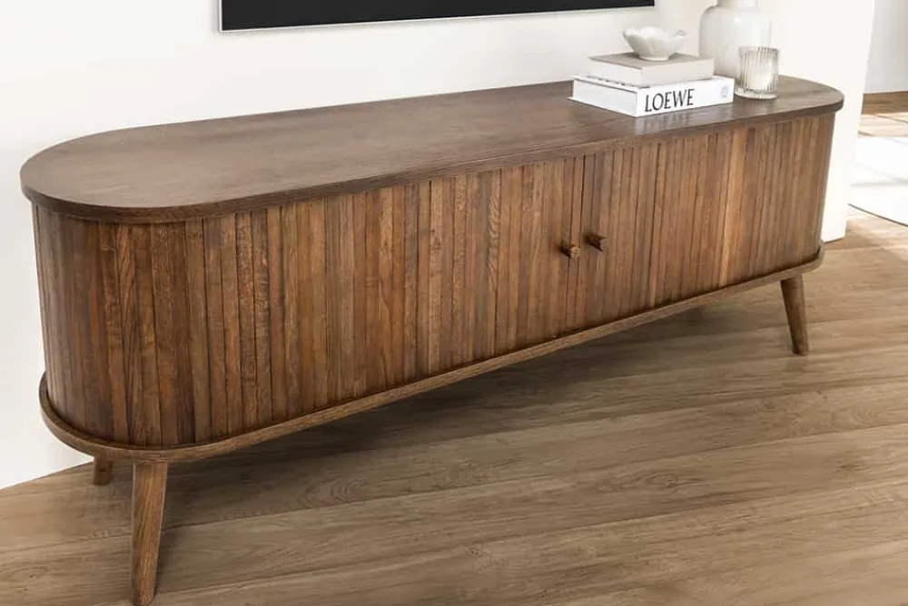 Riess-Ambiente Industrial Loft|Retro Möbel > Retro TV-Board VALHALLA WOOD 160cm smoked Eichenholz Schiebetüren Lowboard