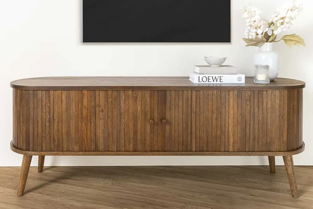 Riess-Ambiente Industrial Loft|Retro Möbel > Retro TV-Board VALHALLA WOOD 160cm smoked Eichenholz Schiebetüren Lowboard
