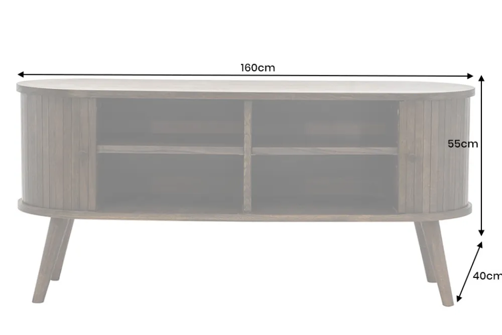 Riess-Ambiente Industrial Loft|Retro Möbel > Retro TV-Board VALHALLA WOOD 160cm smoked Eichenholz Schiebetüren Lowboard