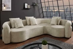Riess-Ambiente Retro Möbel|Xxl Sofa > Retro Wohnlandschaft VOGUE 290cm beige Samt XXL-Sofa organische Form inkl. Kissen