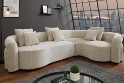 Riess-Ambiente Retro Möbel|Xxl Sofa > Retro Wohnlandschaft VOGUE 290cm beige Chenille XXL-Sofa organische Form inkl. Kissen
