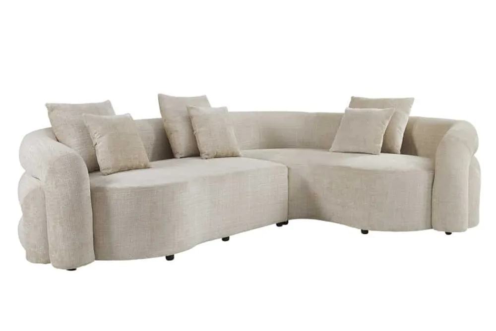 Riess-Ambiente Retro Möbel|Xxl Sofa > Retro Wohnlandschaft VOGUE 290cm beige Chenille XXL-Sofa organische Form inkl. Kissen